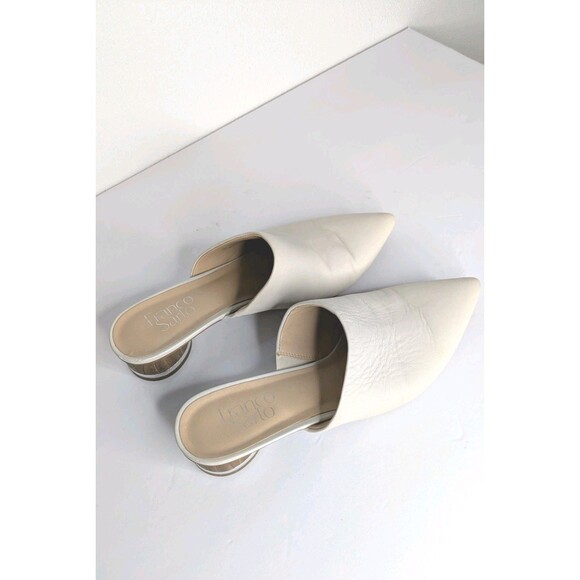Franco Sarto Visa Mule Heel Slip On Pointed Toe White Leather Womens - Sz 7M - Picture 2 of 9